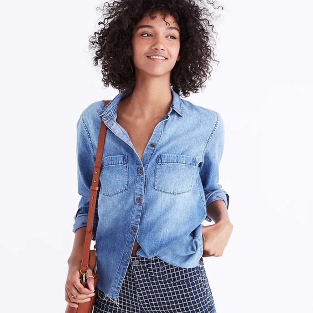 Madewell - Size M - Denim Jean Shirt with Raw Hem